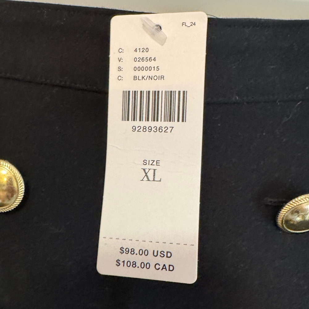 NWT Anthropologie MAEVE Black Skirt with Gold Buttons XL mini flared FLAW - Picture 3 of 6